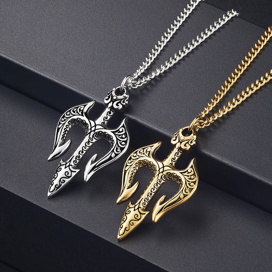 Men's Stainless Steel Sea King Trident Creative Retro Titanium Pendants