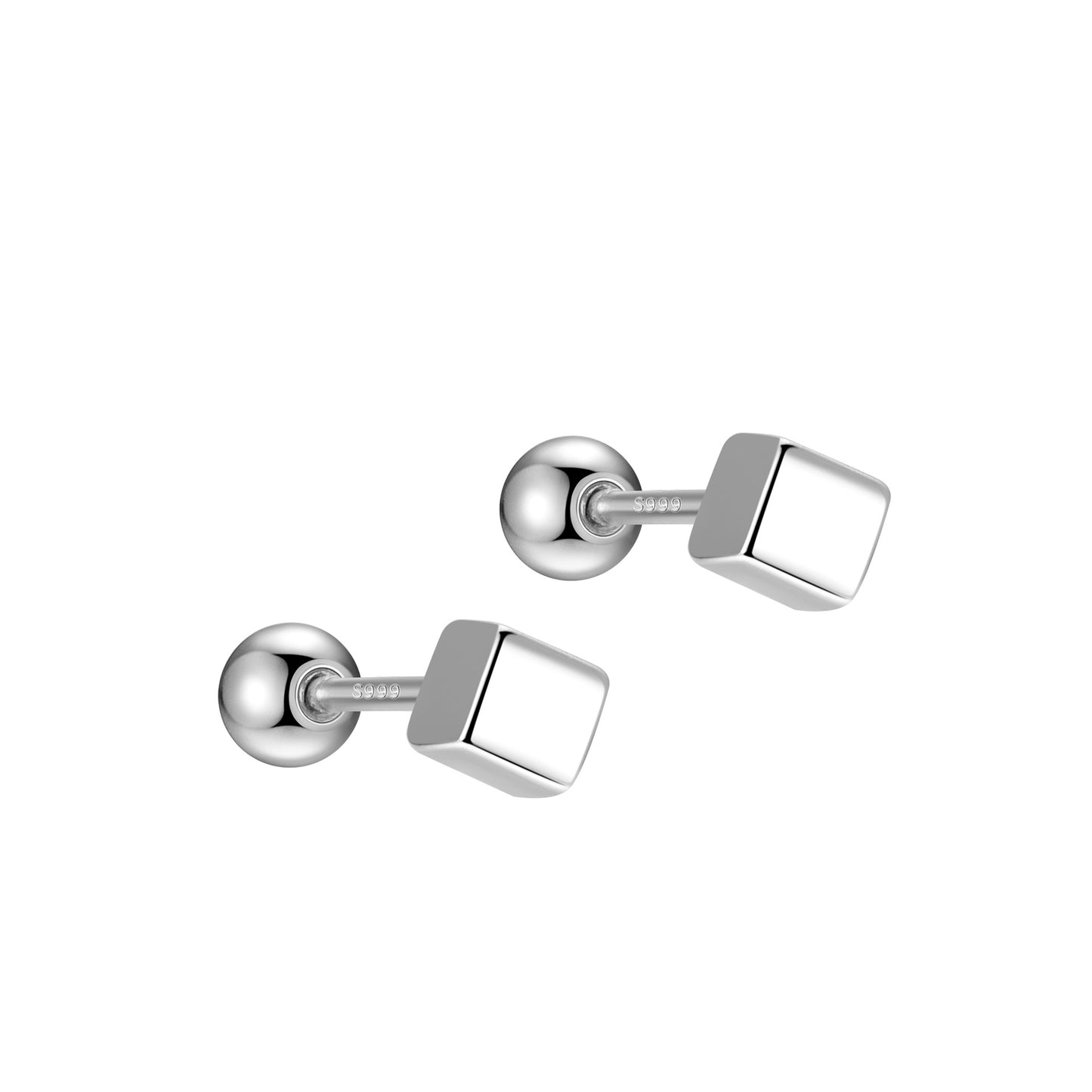 Square Screw Pin Ball Plug Tightening Earrings
