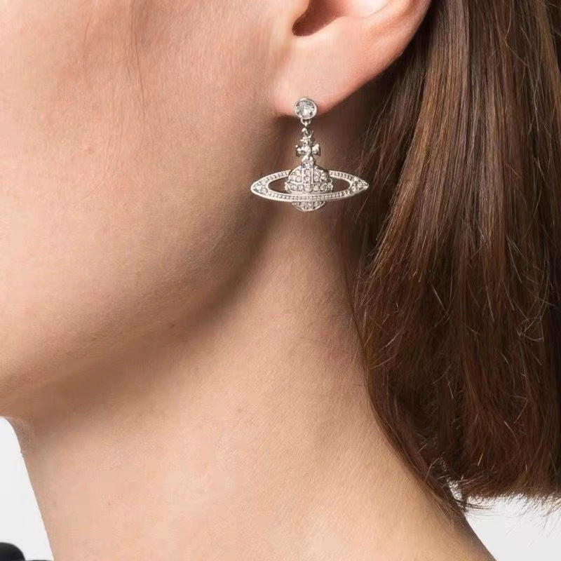 Women's Diamond Saturn Eardrops Cold Style Niche Earrings