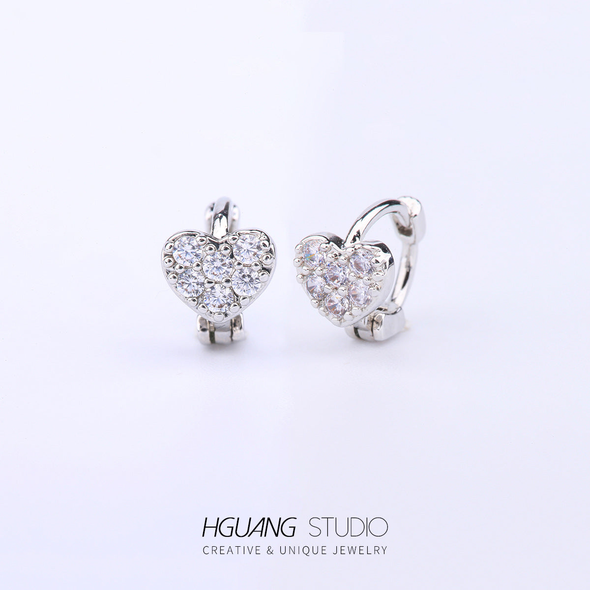 Gold Micro Inlaid Zircon Ear Bone Butterfly Crown Heart-shaped Earrings