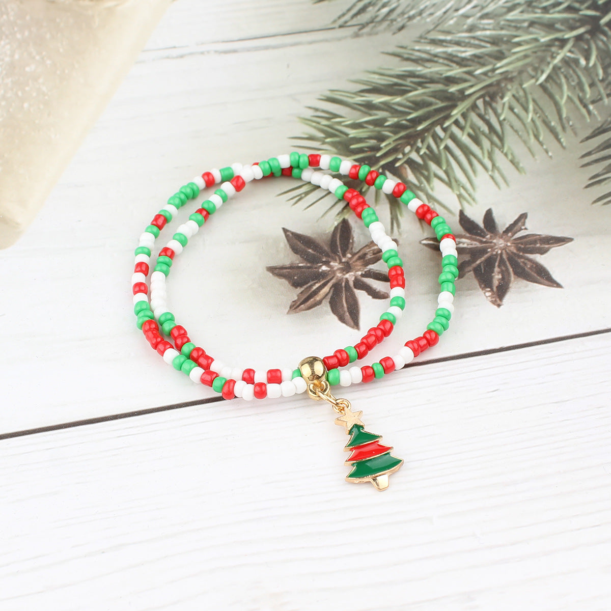 Creative Christmas Holiday Santa Claus Bell Beads Stringed Bracelets