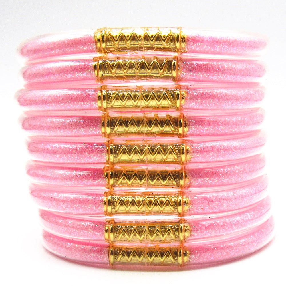 Women's Powder Combination Of Three Shiny Candy Color Bracelet