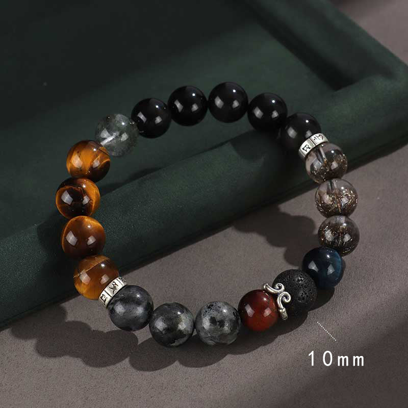 Women's & Men's Sier Hoop Mantra Yellow Tiger Eyes Bracelets