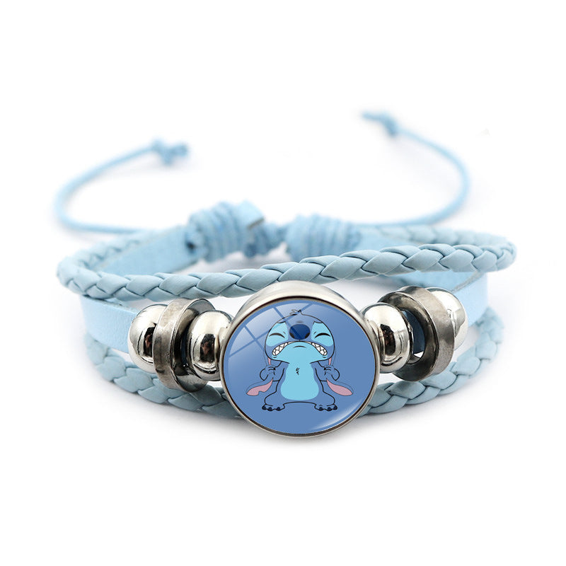 Men's Star Stitch Leather Cartoon Blue Woven Bracelets