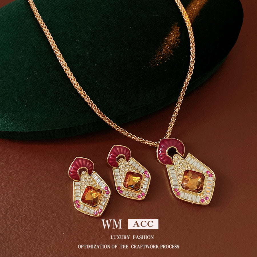 Drop Diamond Elegant Personality Sweater Chain Light Jewelry Set