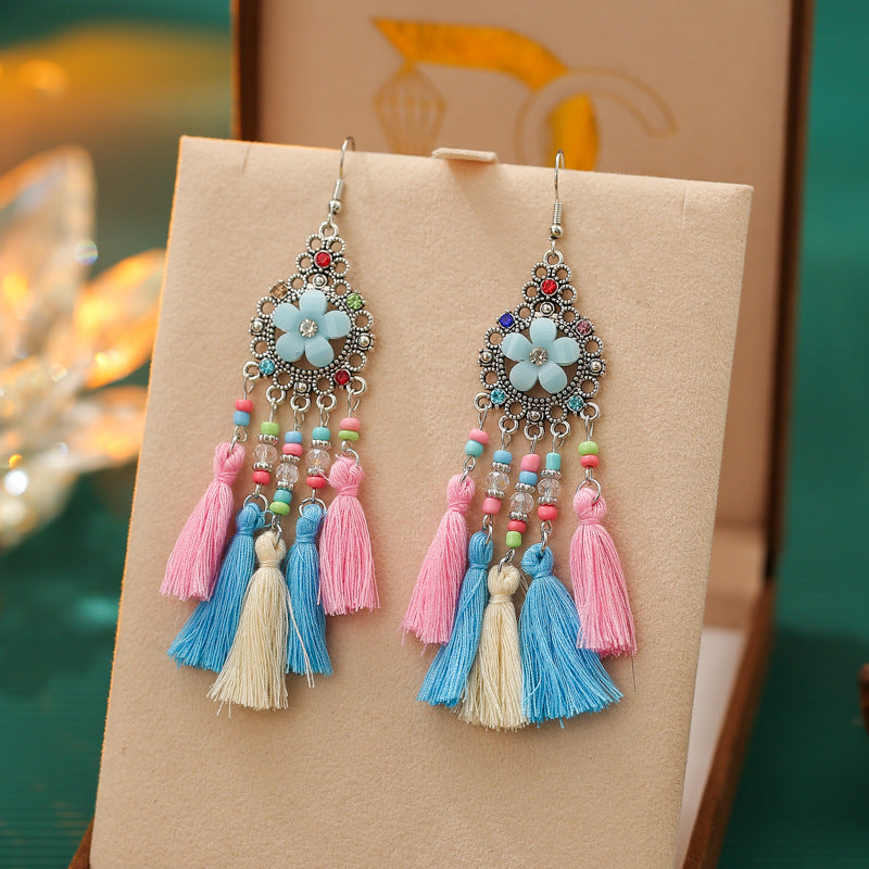 Diamond Tassel Fresh Vintage Scenic Spot Earrings