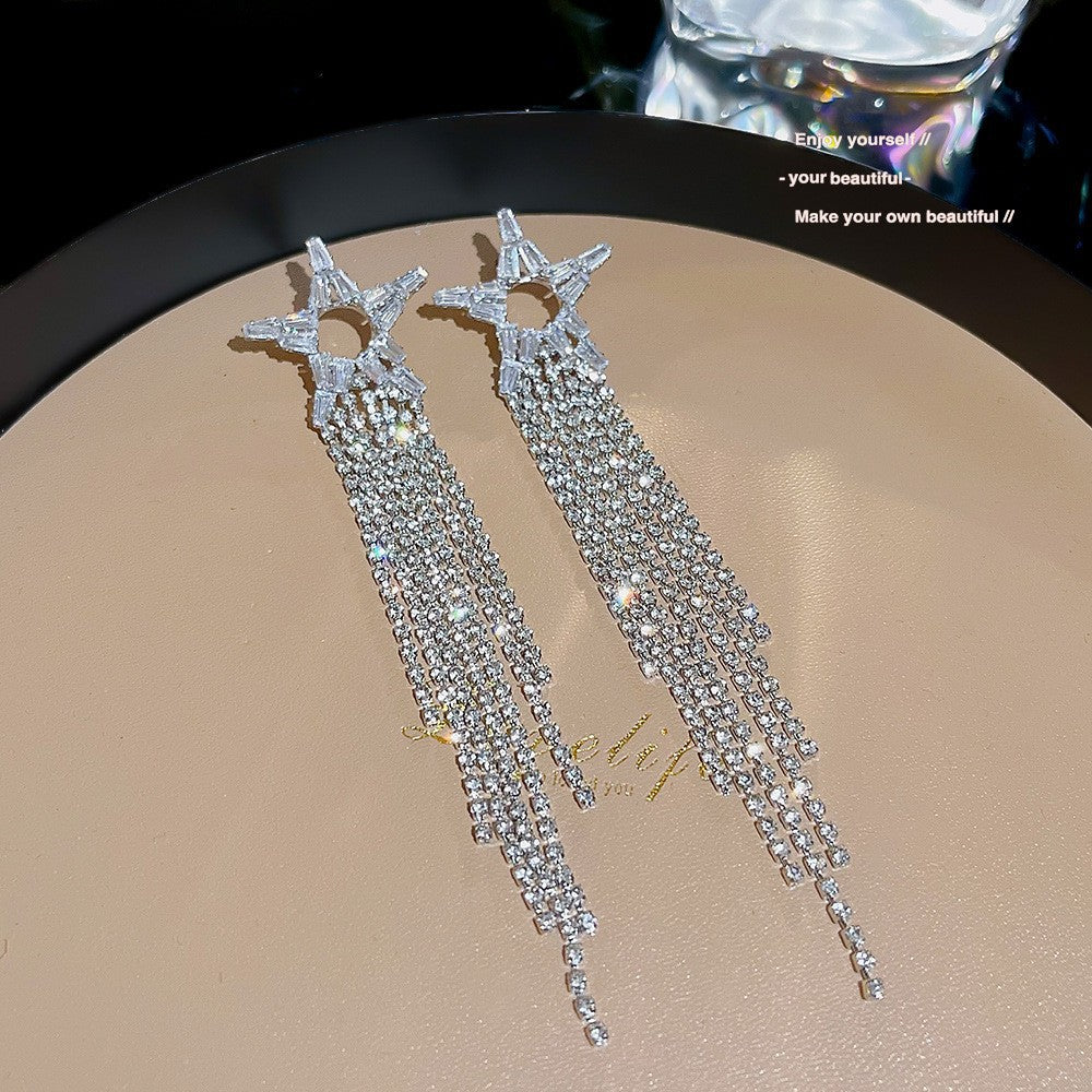 Needle Elegant Tassel Advanced Simple Thin Earrings