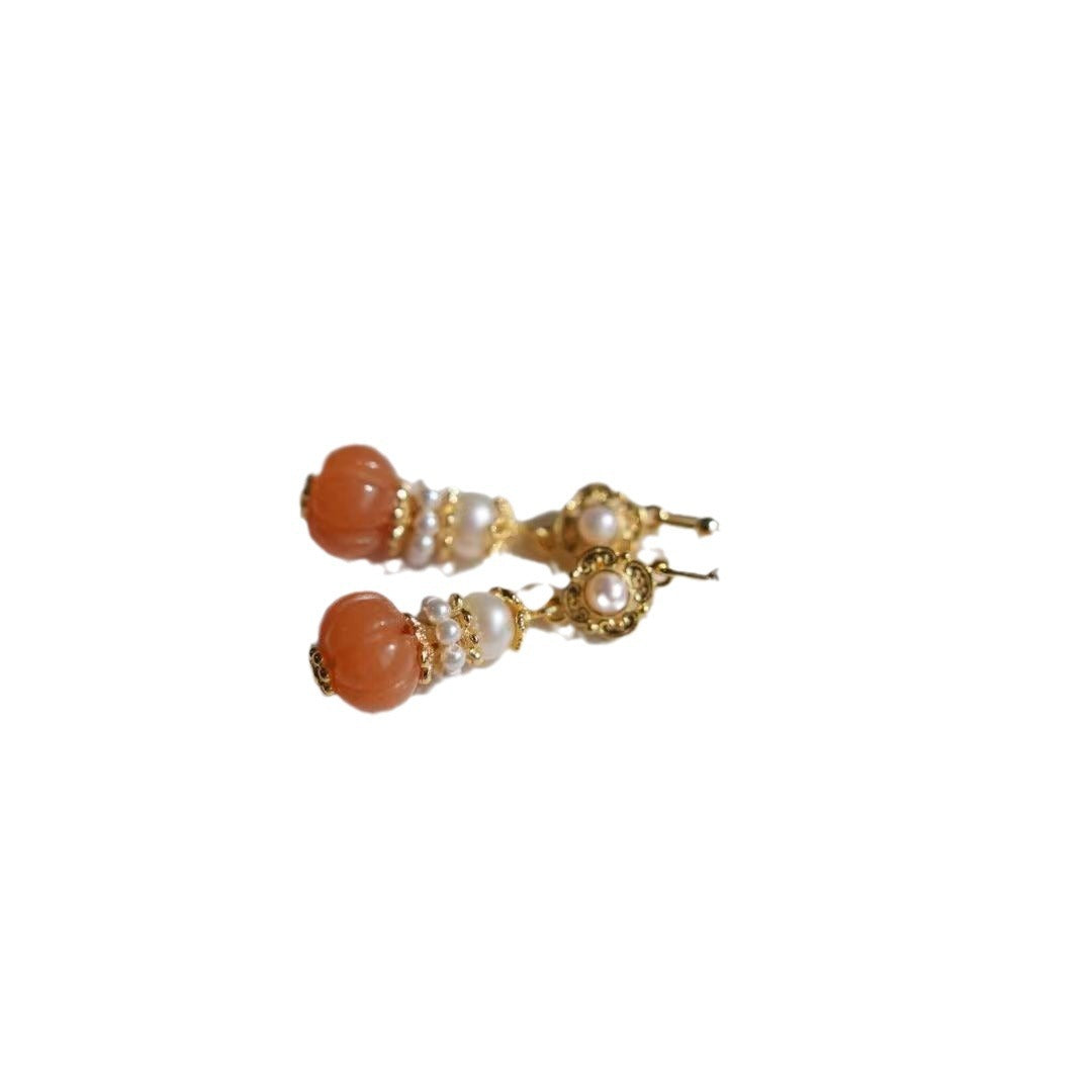 Court Style Orange Niche Design Advanced Earrings