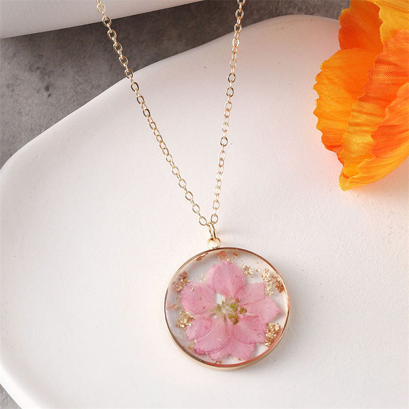 Retro Resin Dried Flower Mori Style Necklaces