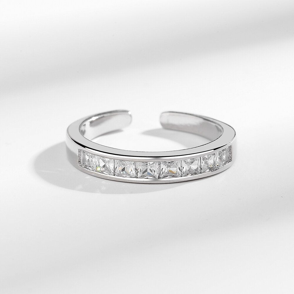 Simple Single Row Colorful Zircon Female Ring