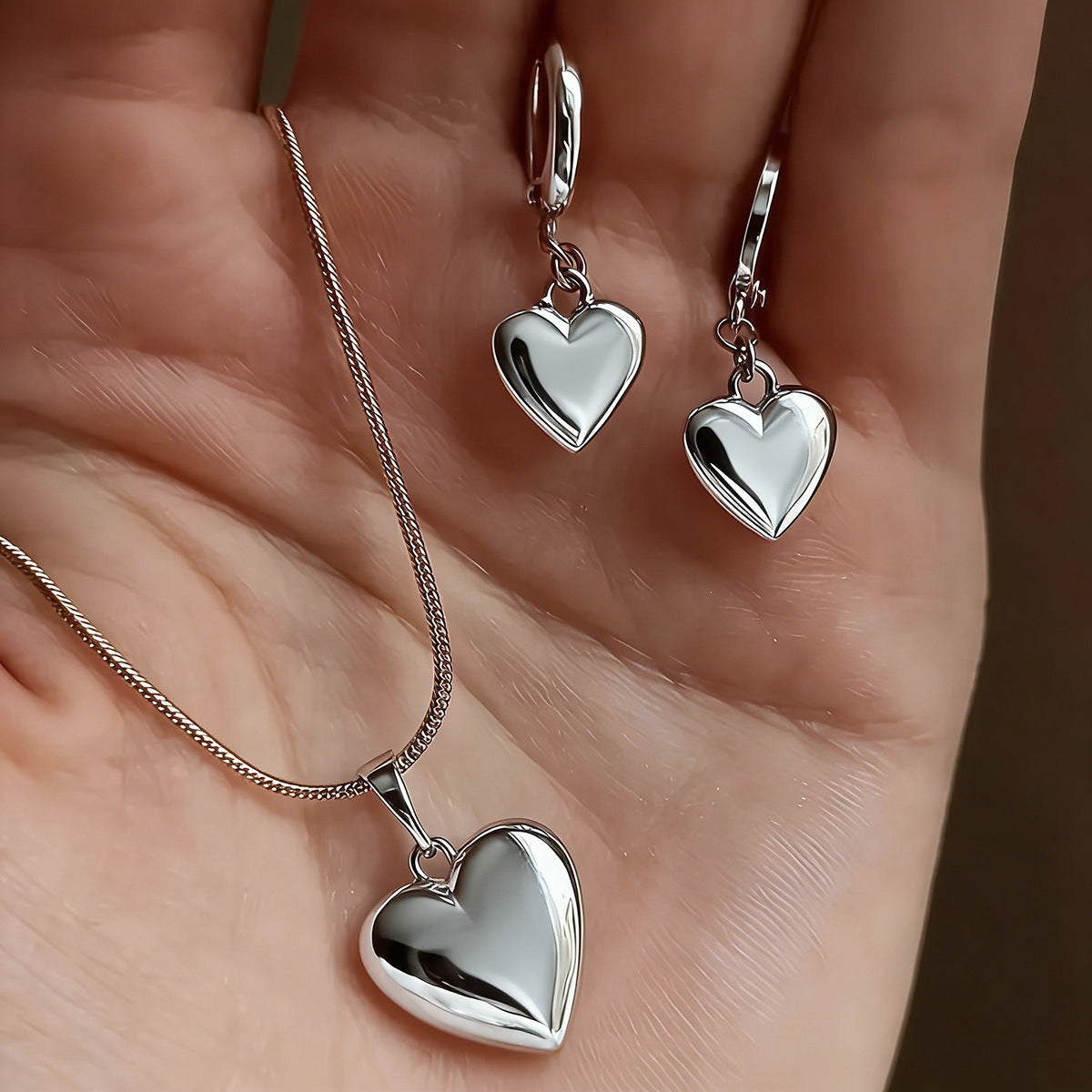 Peach Heart Suite High-grade Versatile Design Light Luxury Jewelry Set
