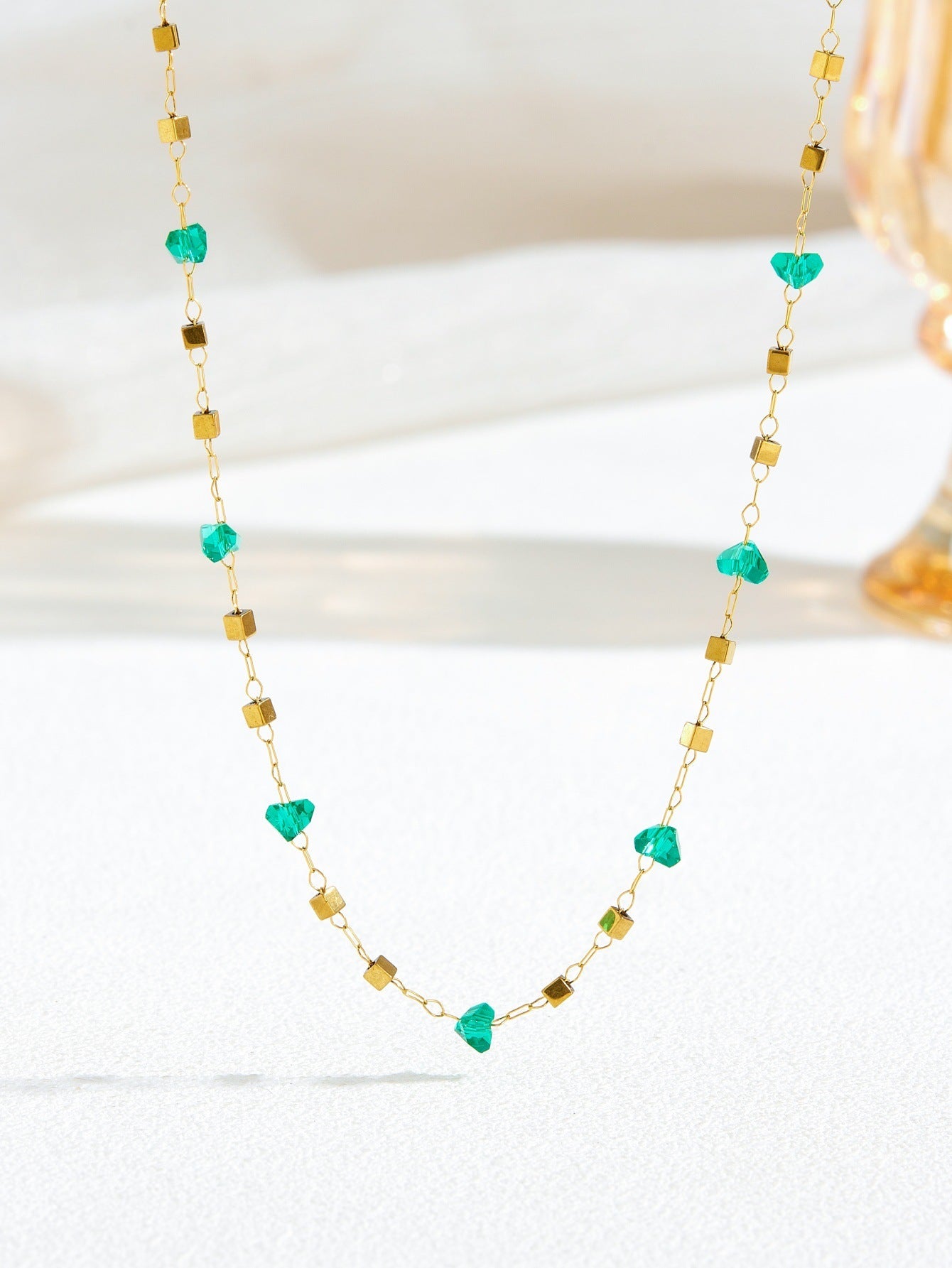 Women's High-grade Stainless Steel Inlaid Zircon Square Necklaces
