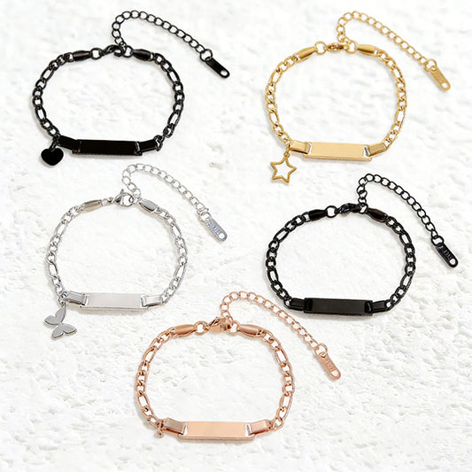 Children's Laser Engraving Electroplating Stainless Steel Cuban Bracelet