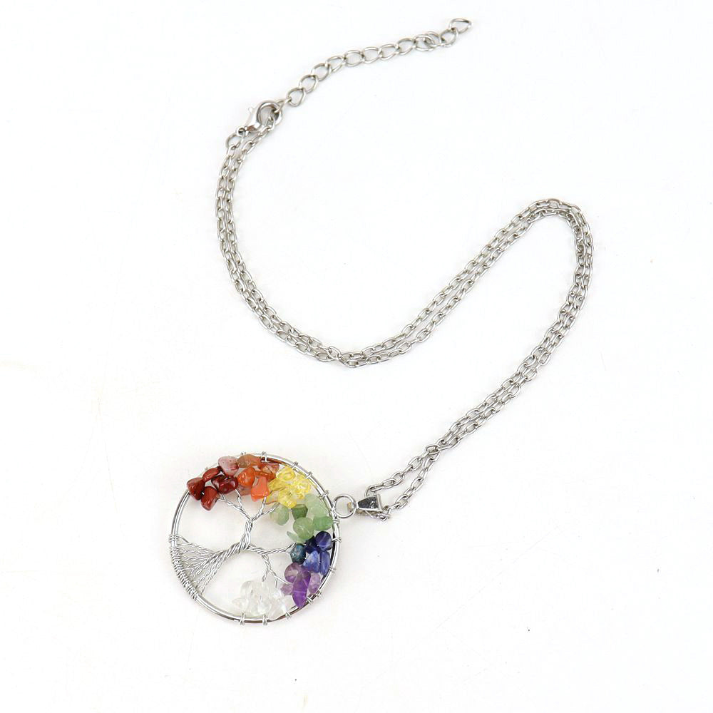 Handmade Winding Colorful Crystal Gravel Tree Root Necklaces