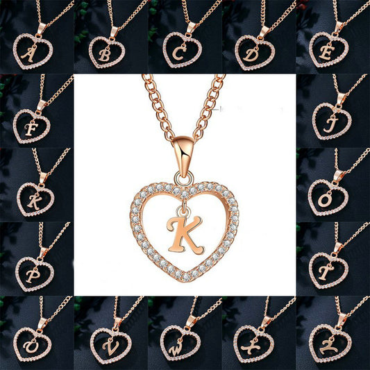Letter Heart-shaped Zircon Jewelry Clavicle Chain Necklaces