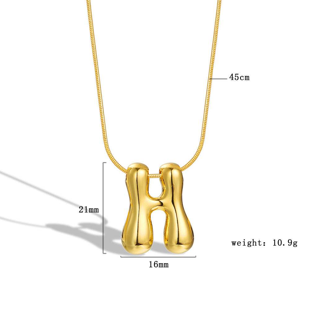Balloon Bubble Chubby Letter Copper Plated Necklaces