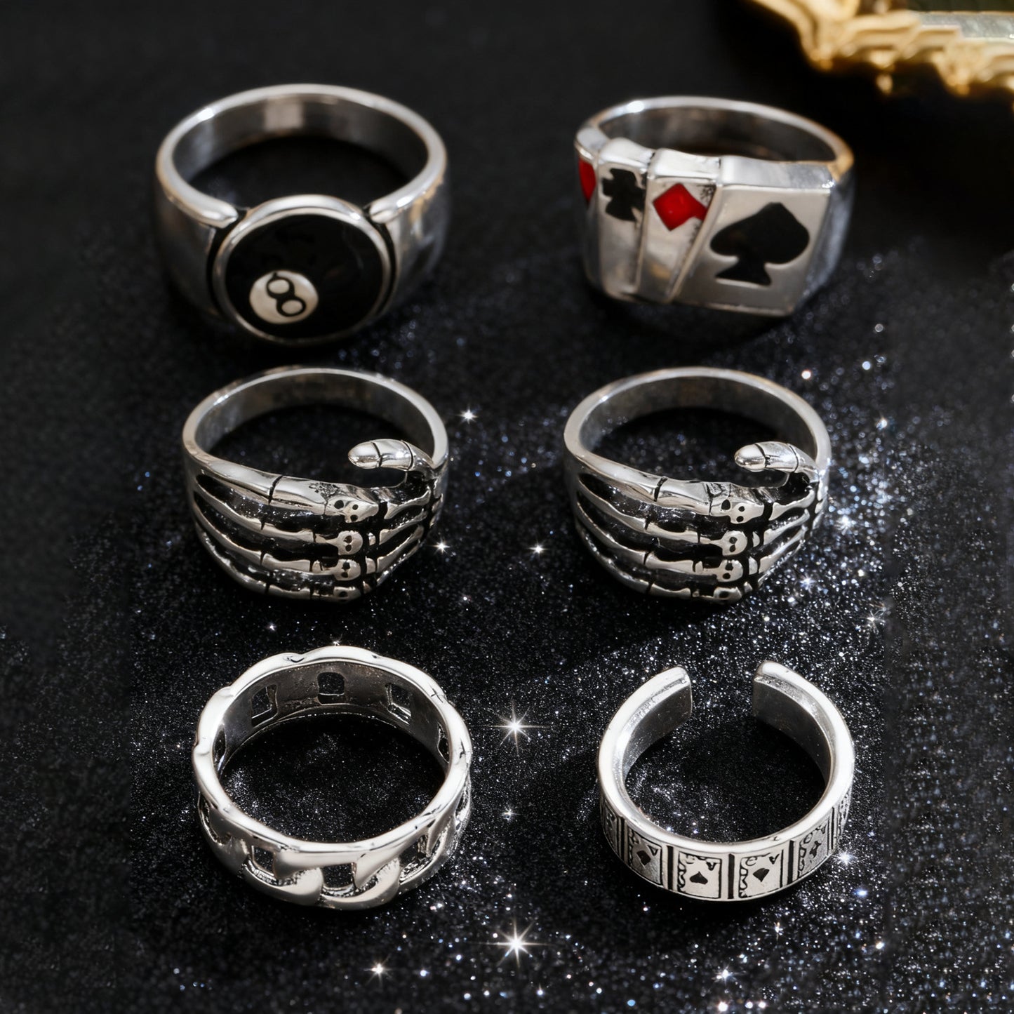 Creative Retro Dark Personality Spider Snake Bat Skull Double-headed Hip Rings