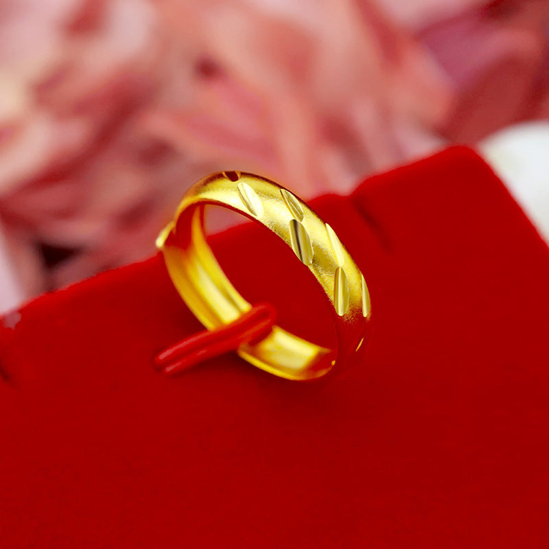 Women's & Men's Alluvial Gold Ancient Style Simple Frosted Rings