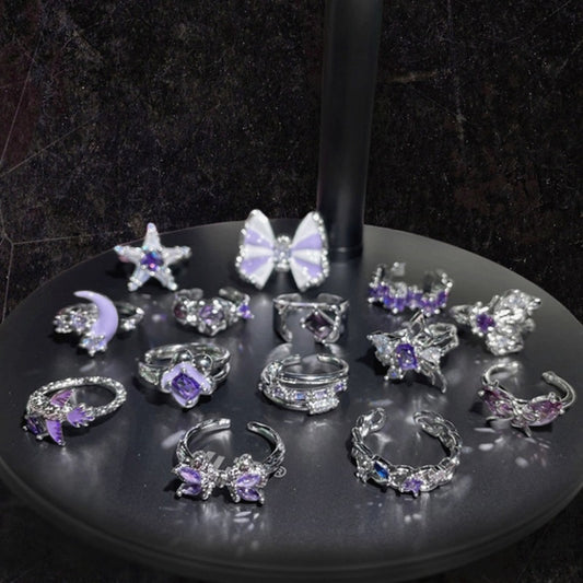 Star Purple Diamond Zircon Series Open Female Affordable Rings