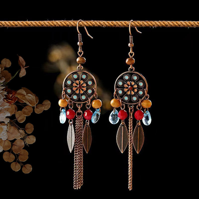 Tribe Ethnic Style Long Fringe Holiday Trip Earrings