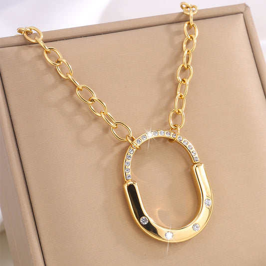 Design Titanium Steel Golden Lock Personalized Necklaces