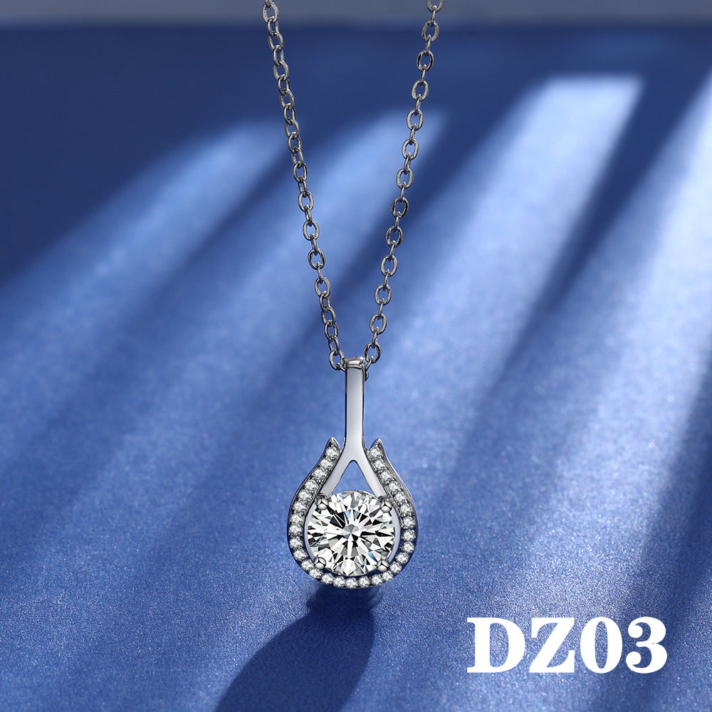 Imitation Moissanite Female White Gold Plated Pendants