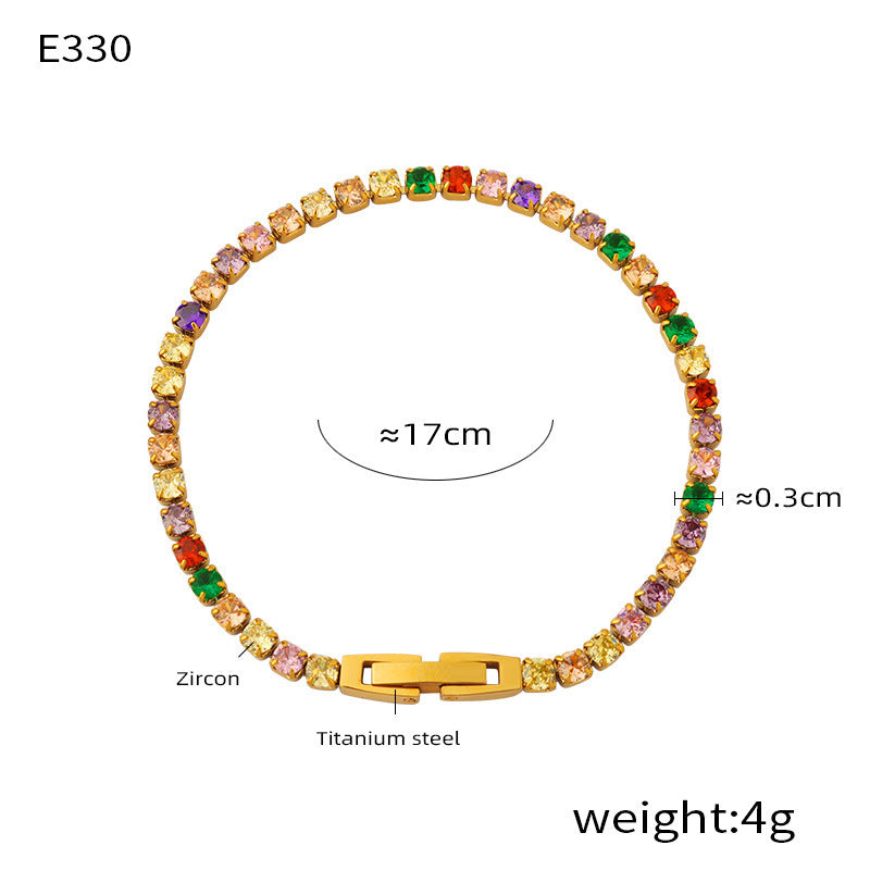 Women's Personalized Fashion Colorful Full Diamond Claw Zircon Light Luxury Bracelets