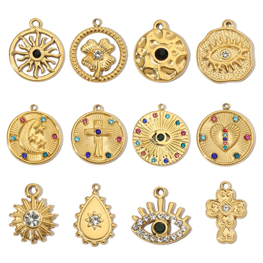 French Style Retro Titanium Steel Female Four-leaf Pendants