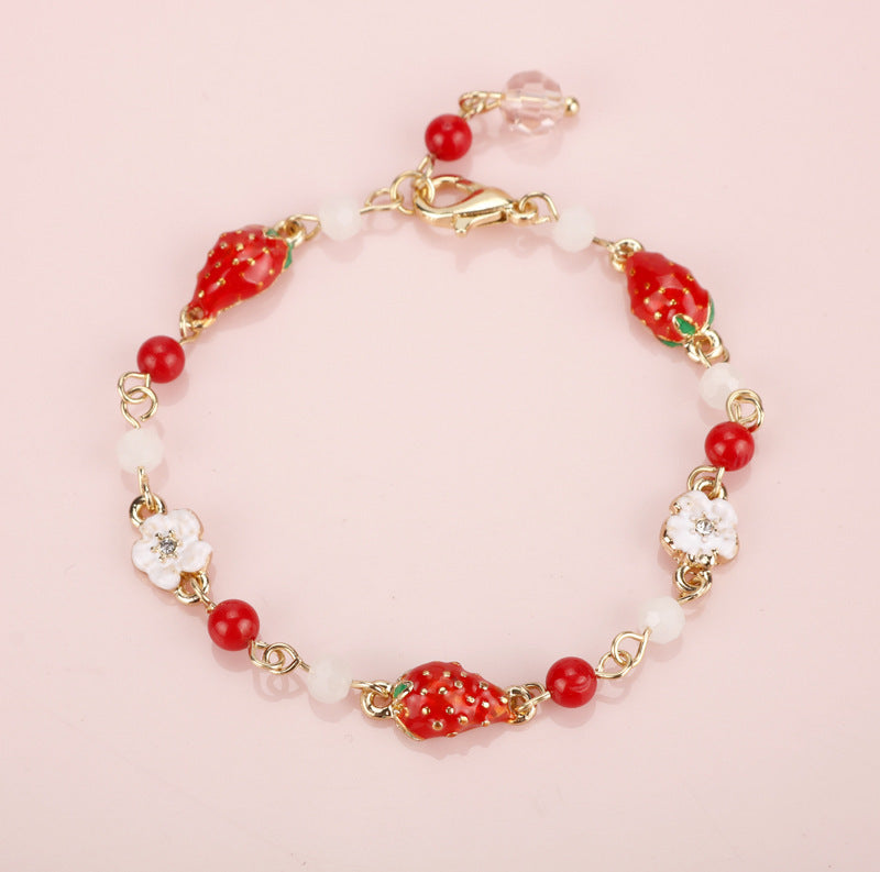 Summer Fresh Fruit Strawberry Sweet Dripping Oil Alloy Bracelets