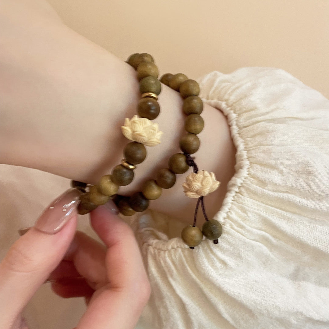 Girlfriends Wooden Bead Lotus Boys Zen Niche Retro Bracelets