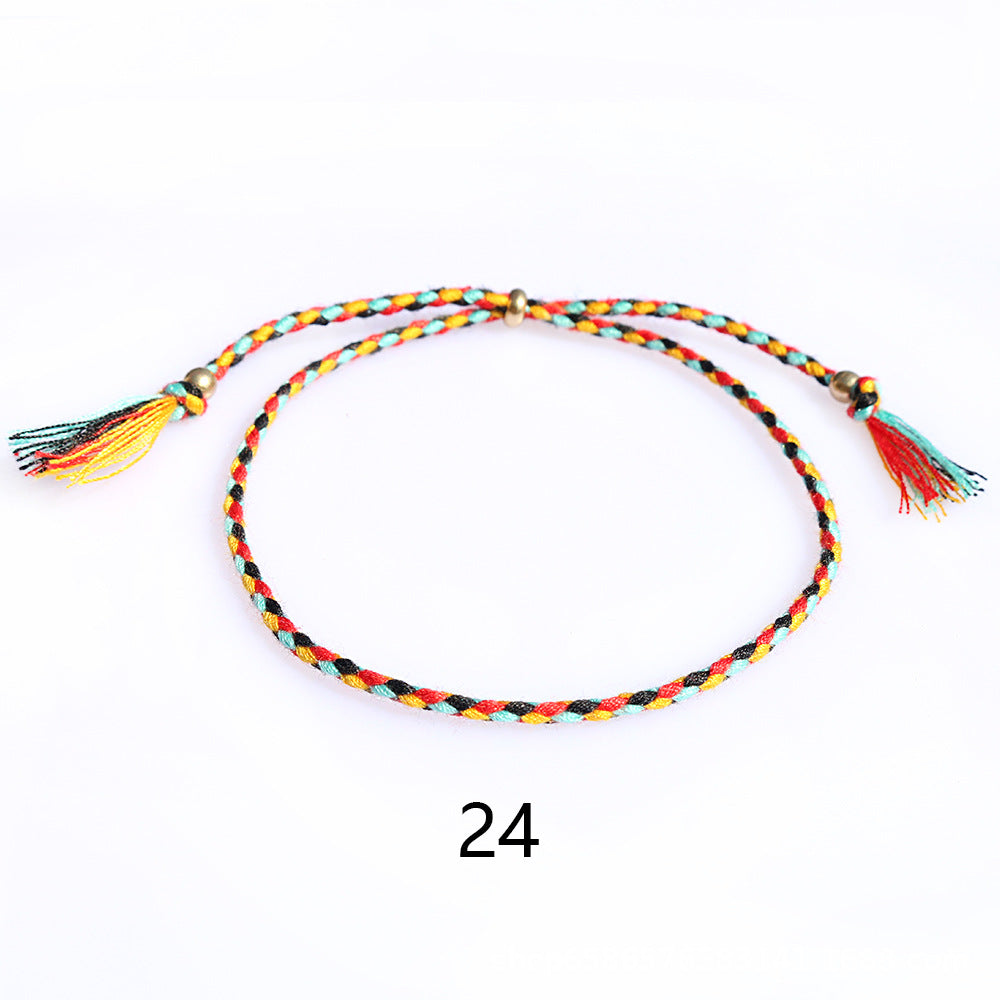 Women's & Men's Colorful Cotton String Friendship Copper Bead Bracelets