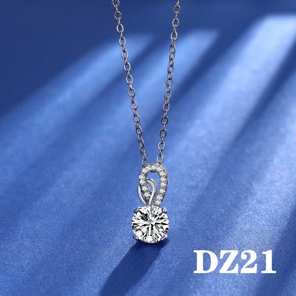 Imitation Moissanite Female White Gold Plated Pendants