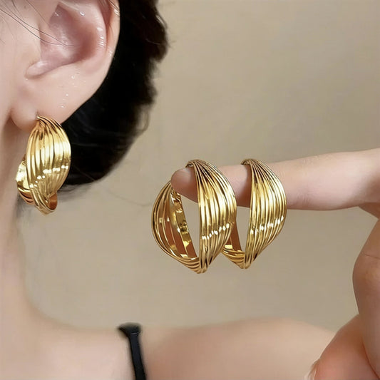 Pierced Exaggerated Geometric Twisted Surface Personalized Ear Clip