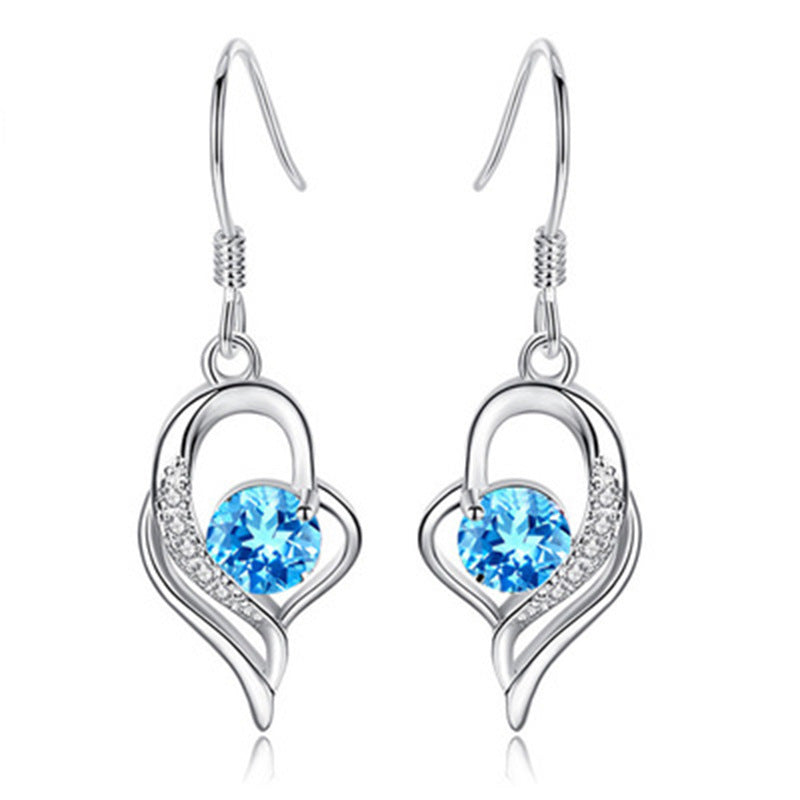 Women's Sterling Sier Long Elegant Heart Trendy Earrings