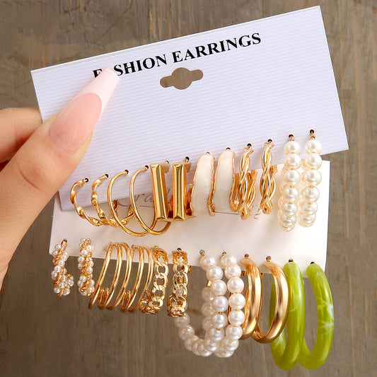 Creative Geometric Retro Imitation Pearl Hepburn Style Earrings