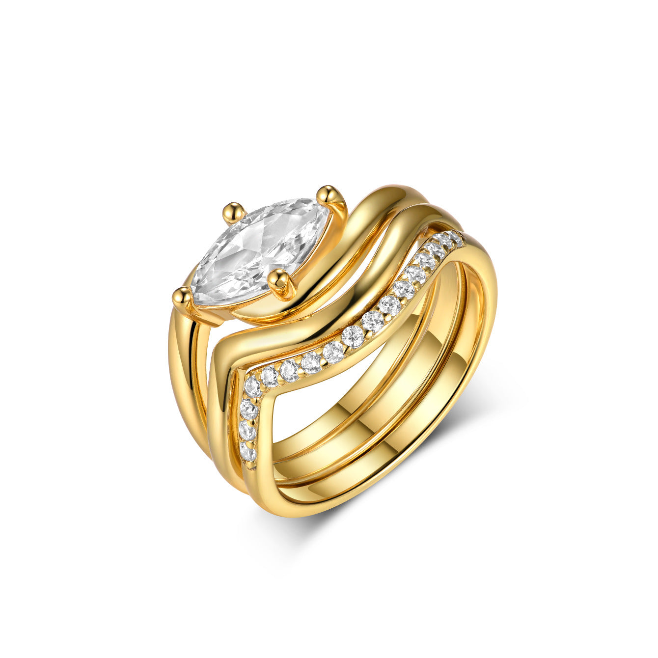 Comfortable Attractive Sier Moissanite Horse Three-piece Rings