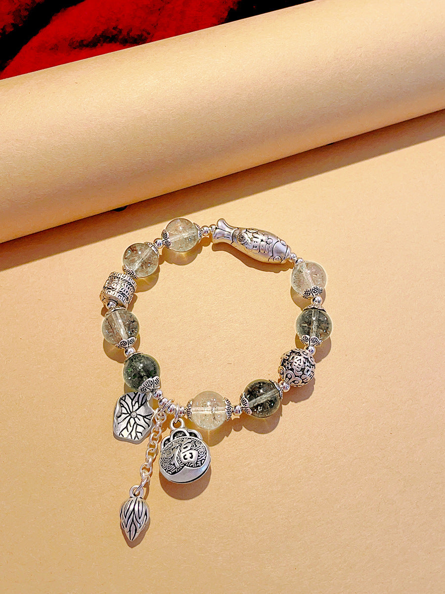 Women's & Men's Retro Ethnic Style Agate Ox Bone Rosary Bracelet