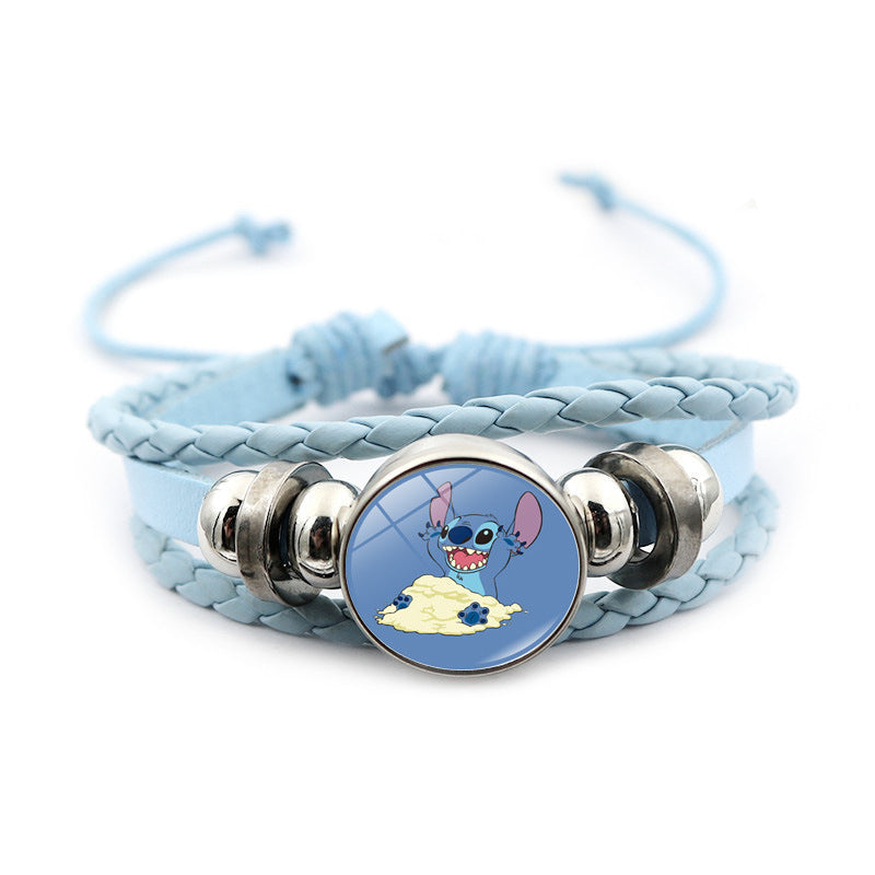 Men's Star Stitch Leather Cartoon Blue Woven Bracelets