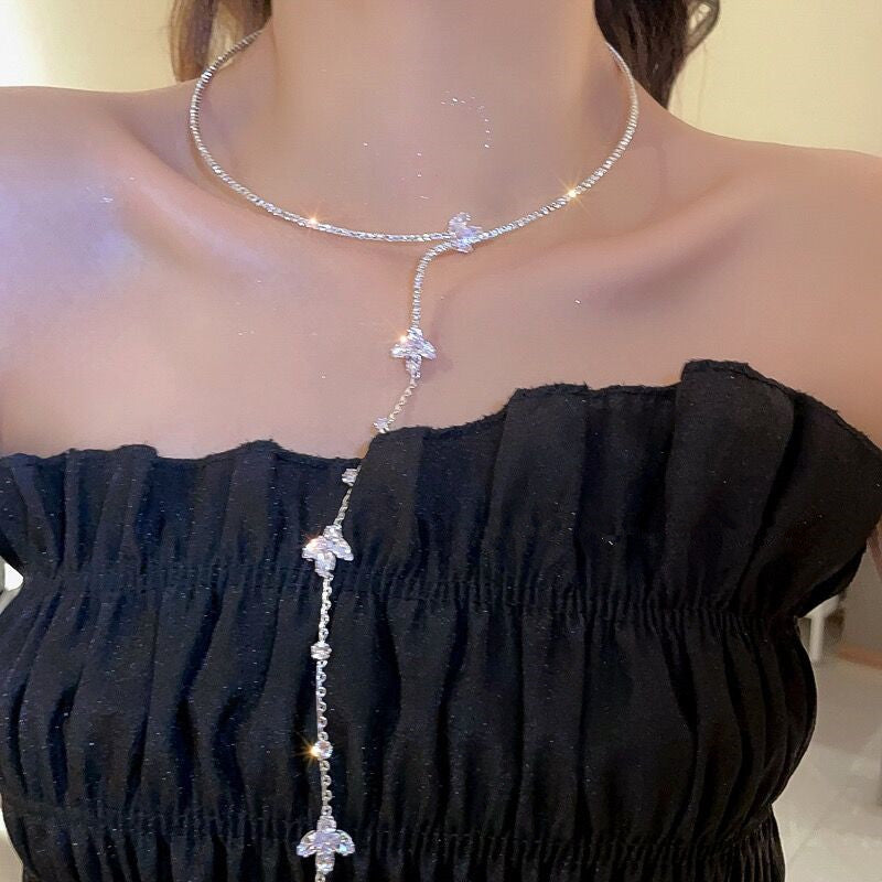 Women's Drop Tassel Pearl Double Layer Temperament Clavicle Chain Necklaces