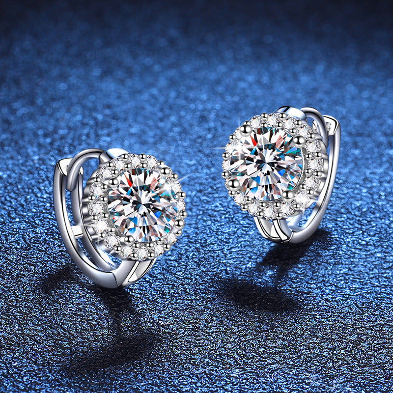 Women's Moissanite Simple Temperament Sunflower Ear Buckle Earrings