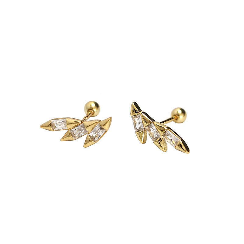 Light Luxury Piercing Ear Sier Tapered Thread Bone Earrings