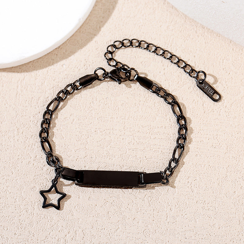 Children's Laser Engraving Electroplating Stainless Steel Cuban Bracelet