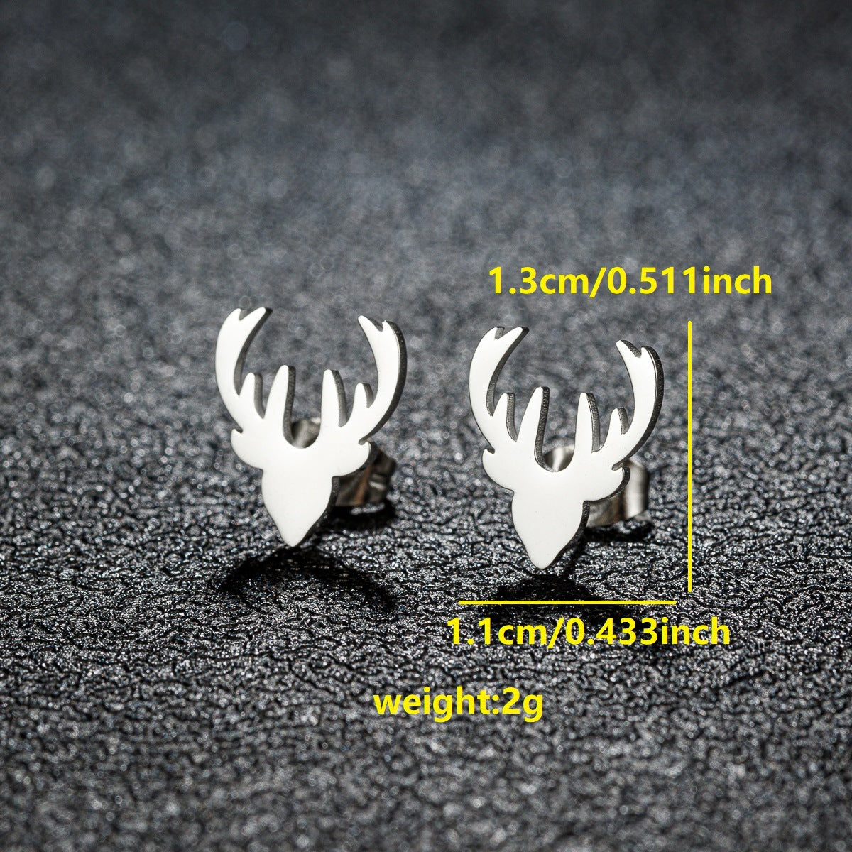 Style Stainless Steel Fresh Elk Horn Christmas Earrings