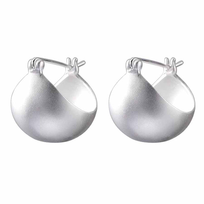 Cold Style Frosted Metal Brushed Ball Earrings