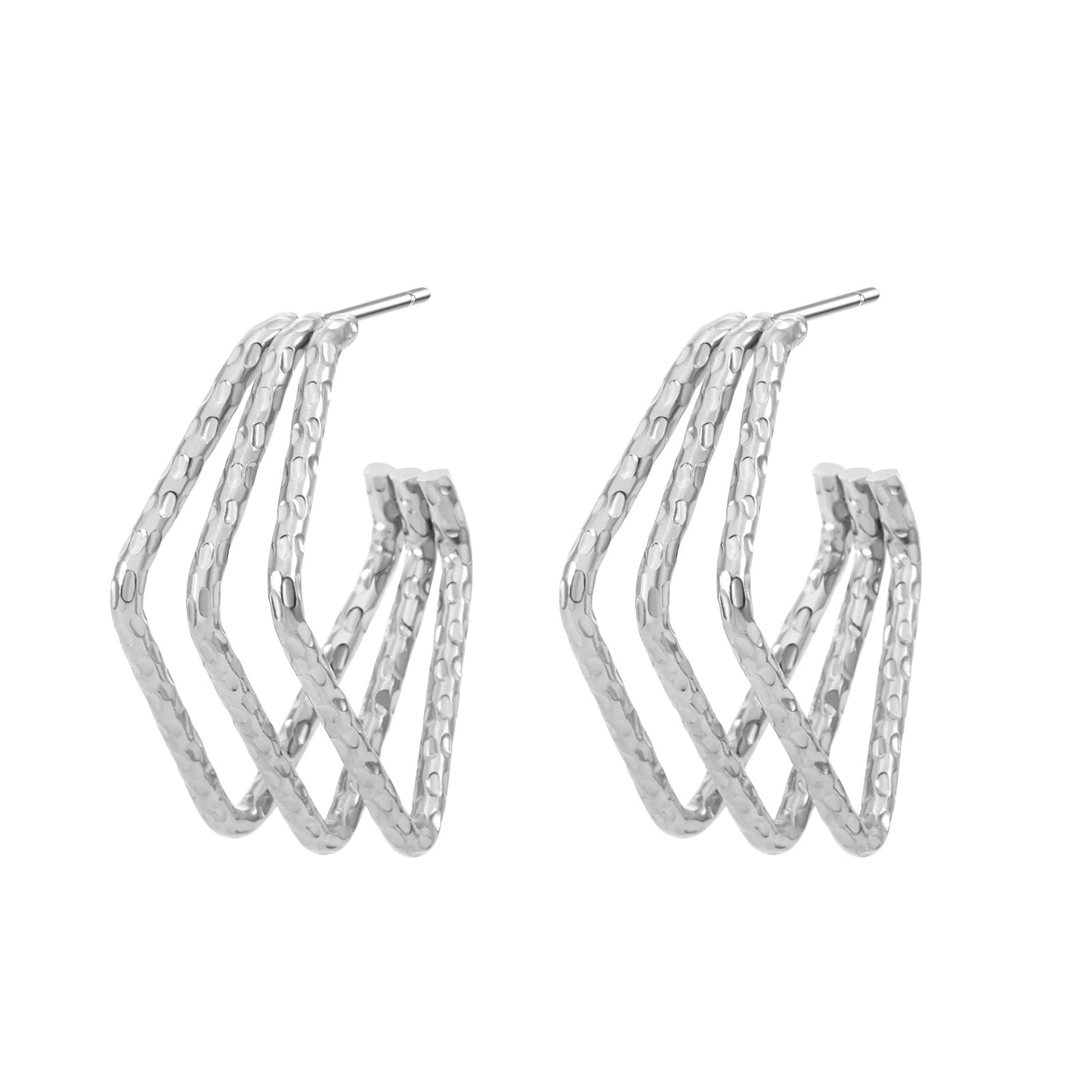 Women's Shaped Titanium Steel Gold-plated Simple Corrugated Earrings