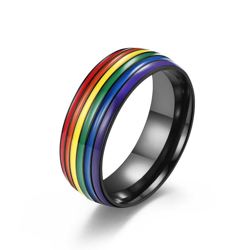 Rainbow Element Titanium Steel Niche Personality Stainless Rings