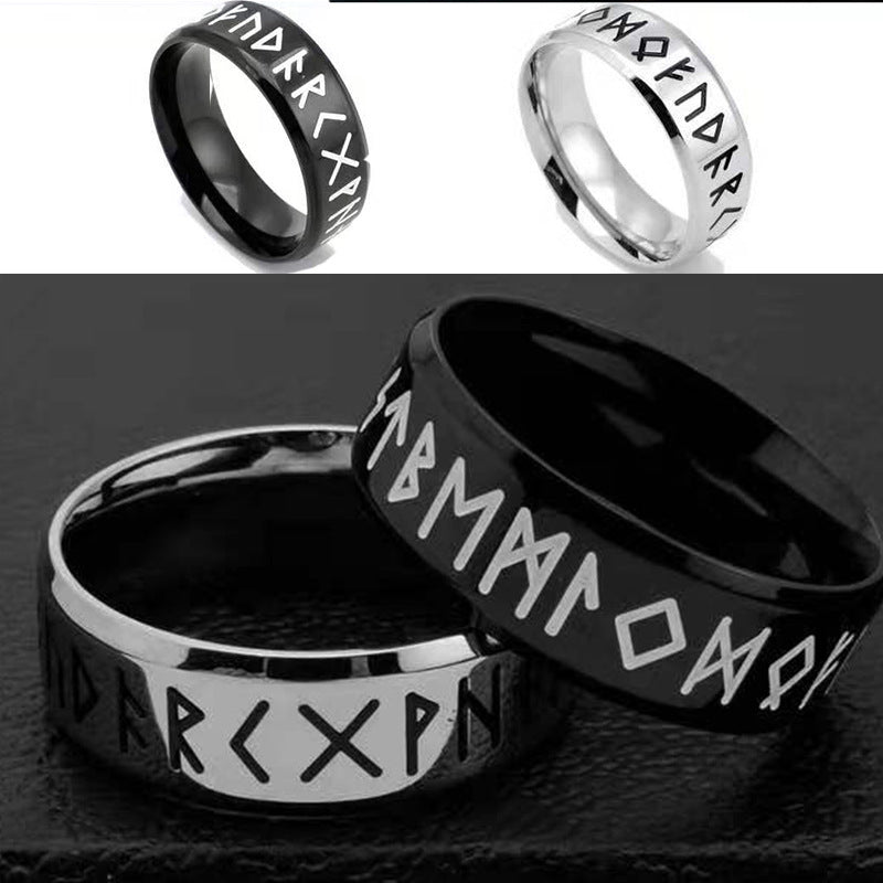 Men's Titanium Steel Viking Text Stainless Personality Rings