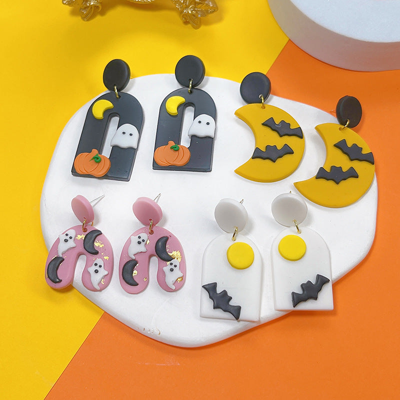 Clay Ear Hooks Female Funny Ghost Earrings