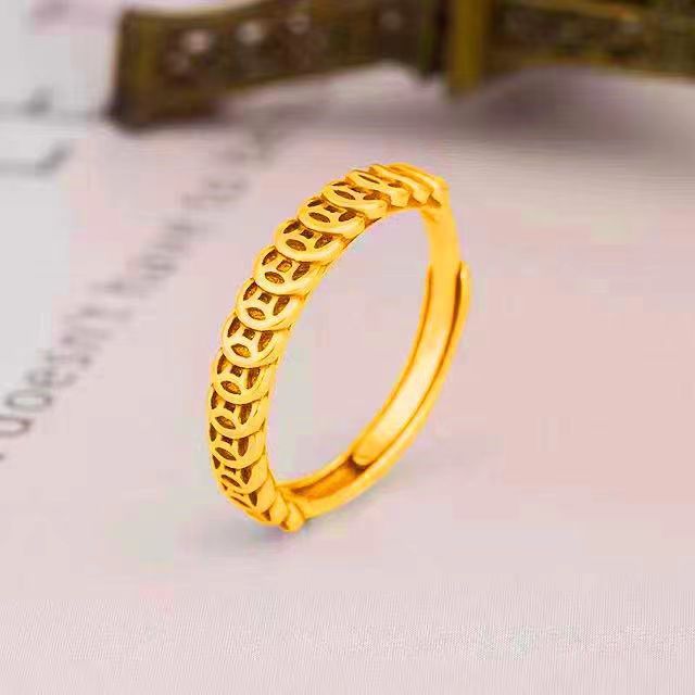 Women's Brass Gold-plated Starry Various Love Meteor Shower Wide Fu Rings