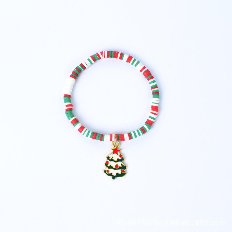 Christmas Gift Elastic String Colorful Polymer Clay Handmade Bracelets